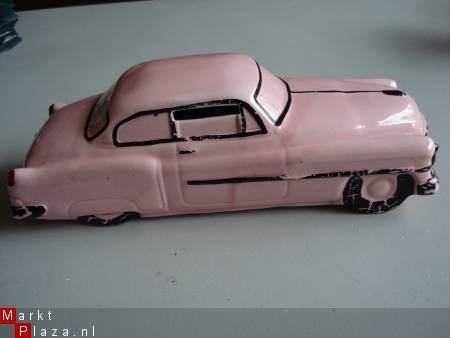 keramiek spaarpot rose auto cadillac uit de jaren 50 retro - 1