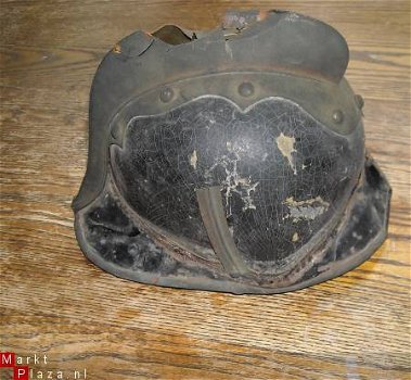 Antieke gezwarte koperen helm ca 1880. - 2