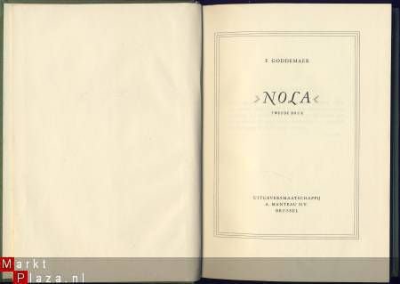 F. GODDEMAER**NOLA**KONGO-ROMAN**HARDCOVER MANTEAU BOEKBAND - 2