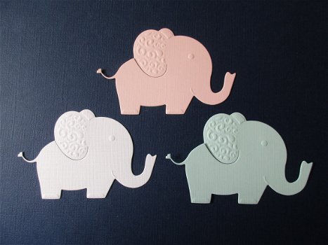 88 Geboorte set van 3 olifanten stansjes - 1