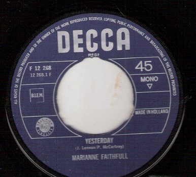 Marianne Faithfull - Yesterday & Oh Look Around You 1965 - vinylsingle - 1