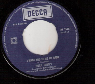 Billie Davis - I Want You To Be My Baby-1968-vinylsingle - 1