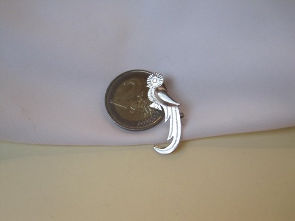 Zilveren broche antiek paradijsvogel 3.2x1.3 cm - Afbeelding 6