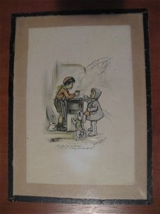 Een leuke ingekleurde litho getekend door Germaine Bouret ... Van de jaren 30...-Chauds Les morrons!