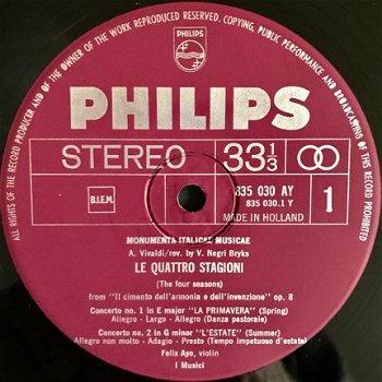 LP - Vivaldi - Le Quattro Stagioni - Philips 835 030 AY - 1