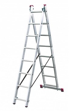 Veelzijdige ladder 2x8 treden 4,75meter! *NIEUW*