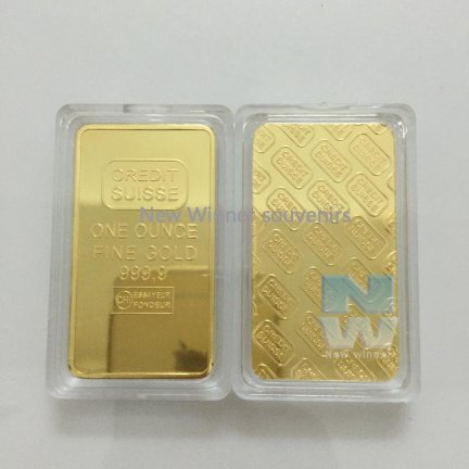 1 Troy Oz 24K verguld 999,9 Gold (goud) Credit Suisse baar! - nr. 1