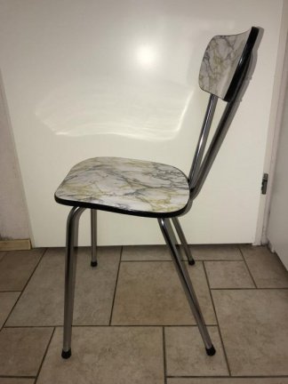 Puntgave vintage formica keukenstoel gevlamd. Fifties - Afbeelding 7