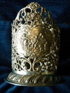 Antieke Hollandse zilveren flessenbak ca 1900. Hoogte 12 cm,