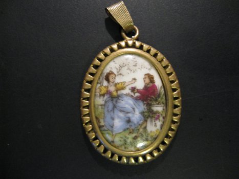 Antiek frans medaillon ...Limoges France...ca. 1900! - 1