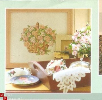 borduurpatroon 1071 schilderij met mand vol rozen - 1