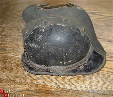 Antieke gezwarte koperen helm ca 1880.