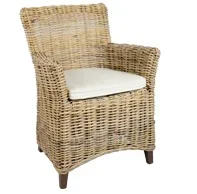 Rotan eetkamerstoel 3504 kobo grey - grove grijze rieten stoel. - 1