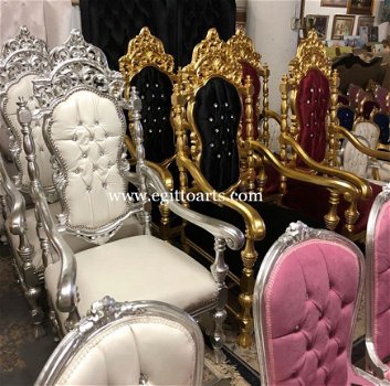 Trone fauteuil Empire Napoleon zilver wit - 2