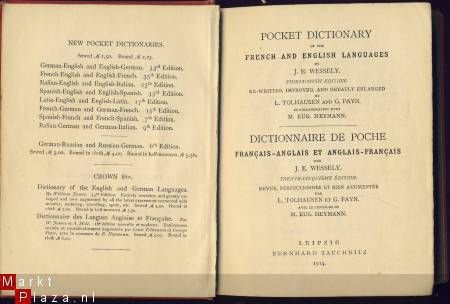 BERNARD TAUCHNITZ**FRENCH AND ENGLISH LANGUAGES*1914*WESSELY - 2