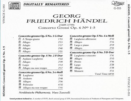 CD - Händel - Concerti Grossi Op.6 no. 1-5 - 1