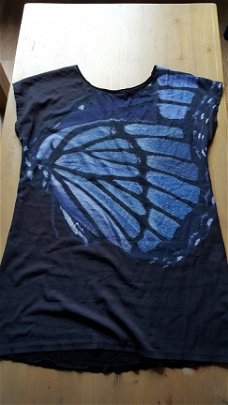 We dames mouwloos shirt zwart/blauw mt:xxl