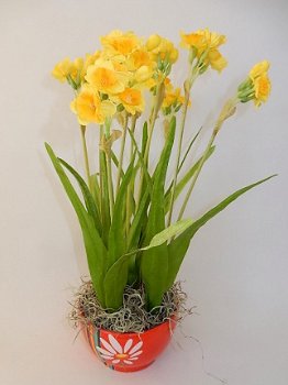 kunstbloemen,kunstplanten,narcis,geel,voorjaar,zijdebloemen - 1