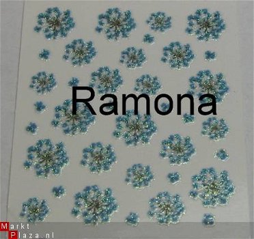 15 Aqua Blauw 3D Nagel stickers droog bloemen Bloem nail art - 1