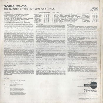 The Quintet Of The Hot Club Of France ‎– Swing '35-'39 ‎– JAZZ _Swing/ vinyl LP - 2