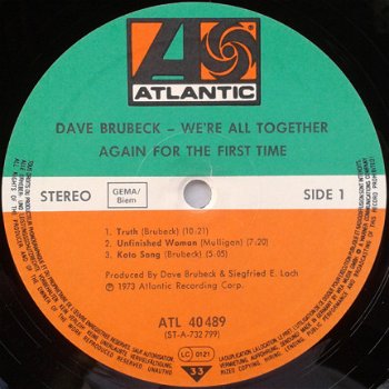 Dave Brubeck ‎– We're All Together Again For The First Time - Jazz / Vinyl LP - 2