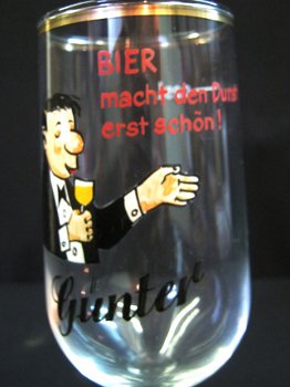 bierglas op voet met drinkspreuk,jr.60/70,0.25 l, gaaf,Duits - 3