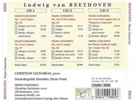 3CD - Beethoven - Piano concertos - Christian Zacharias - 1