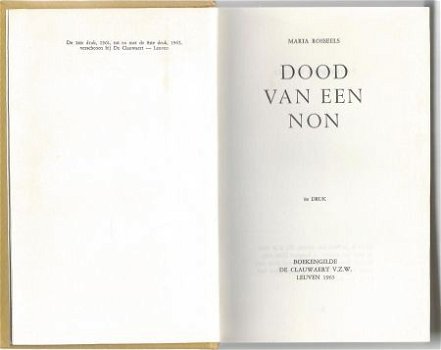 MARIA ROSSEELS**DOOD VAN EEN NON**DE CLAUWAERT*+DUSTJACKET - 6