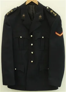 Uniform (Jas&Broek) Blauwe DT (Daags Tenue), Korps Mariniers, Koninklijke Marine, Maat: 47-44, 2009.