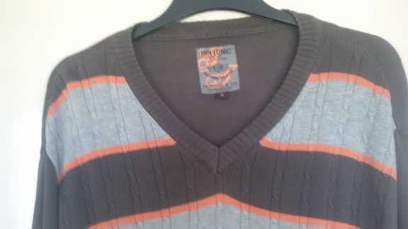 mooie bruin grijs oranje trui GIN TONIC mt XL - 2