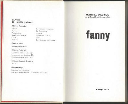 MARCEL PAGNOL**FANNY**THEATRE*HARDCOVER RELIURETEXTURE TOILE - 1