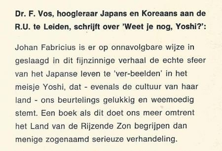 JOHAN FABRICIUS**WEET JE NOG, YOSHI ?*BLAUWE BOEKBAND - 2