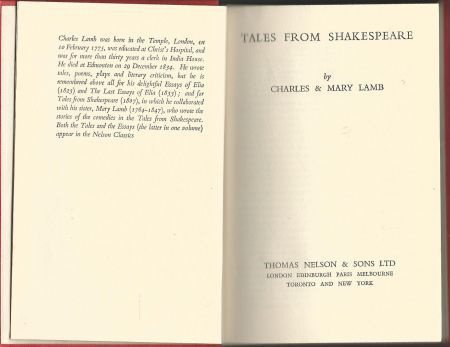 CHARLES LAMB**TALES FROM SHAKESPEARE**THE NELSON CLASSICS** - 4