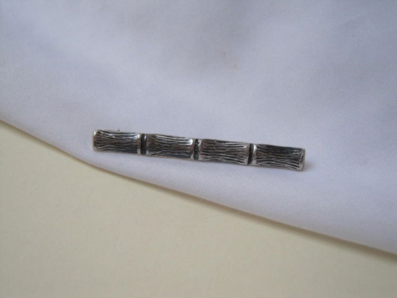 Zilveren broche Danecraft segmenten bamboe plant 5.0x0.5 cm - nr. 1
