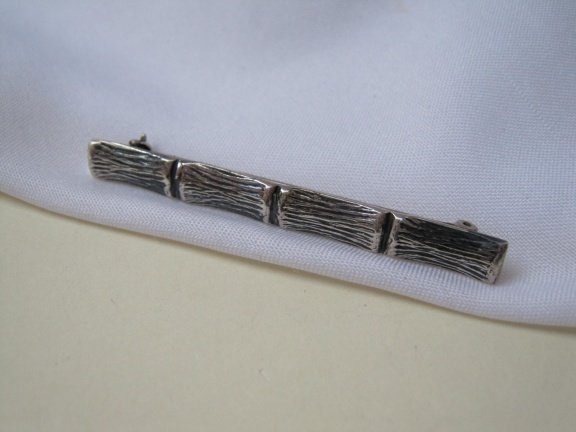 Zilveren broche Danecraft segmenten bamboe plant 5.0x0.5 cm - Afbeelding 2