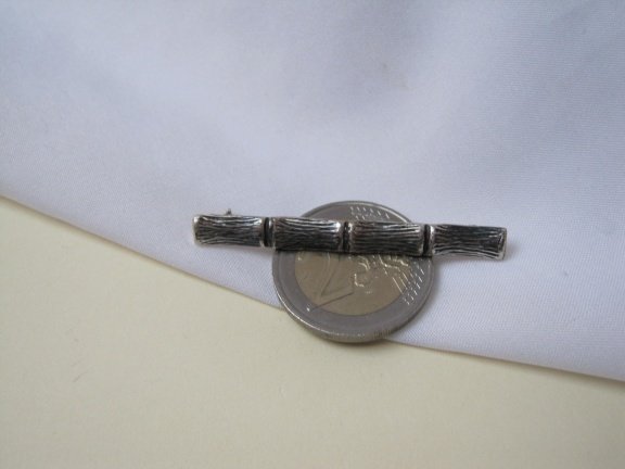 Zilveren broche Danecraft segmenten bamboe plant 5.0x0.5 cm - Afbeelding 3