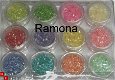 12 potjes Nagel schelpjes, steentjes, gel acryl nail art - 1 - Thumbnail