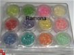 12 potjes Nagel schelpjes, steentjes, gel acryl nail art - 1 - Thumbnail