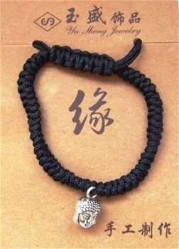 Boeddhahoofdje aan verstelbare armband - 1