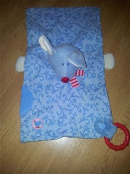 * 318 Haba Muis knuffeldoekje groot blauw - 1