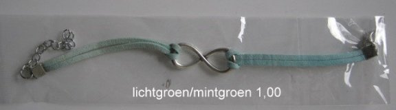 infinity armbandje - mint groen/groen - 16 t/m 20 cm - 1