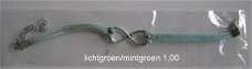 infinity armbandje  - mint groen/groen  - 16 t/m 20 cm