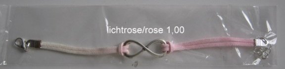 infinity armbandje - wit/l.rose - 16 t/m 20 cm - 1