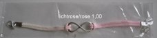 infinity armbandje  - wit/l.rose  - 16 t/m 20 cm