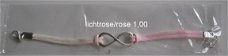 NIEUW:infinity armbandje  - wit/l.rose  - 16 t/m 20 cm