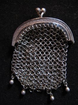 Origineel zilveren poppen-handtasje, gemerkt, Art Nouveau ca.1900 ... - 1