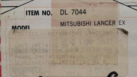 Mitsubishi Lancer (80-83) Koplamp Denji DL7044 Rechts NOS - Afbeelding 7