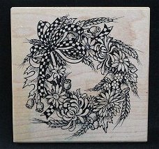 GROTE Houten stempel Leaves Wreath Berries Oak Maple Leaves van PSX