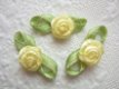 Mooi satijnen roosje met blad ~ 10 mm ~ Licht geel - 0 - Thumbnail