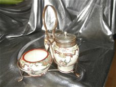 HM&Co.LTD England peper/zout /mosterd set in een houder van EPNS